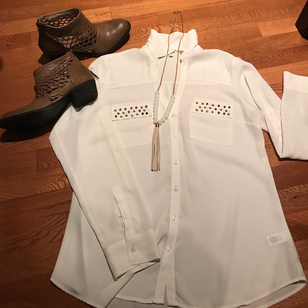 Cream Express Button Up. - image 1